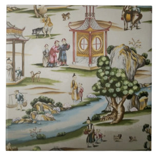 Carreau de céramique de scène vintage de la Chine
