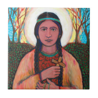 Carreau de céramique de St Kateri Tekakwitha