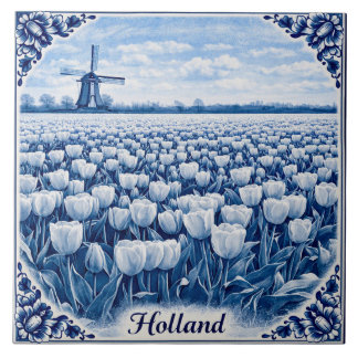 Carreau de céramique de style Delft Blue avec tuli