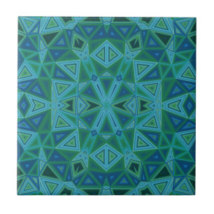 Carreau de céramique de triangles bleu-vert