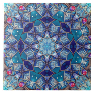 Carreau de céramique décoratif bleu