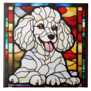 Carreau de céramique décoratif de caniche mignon