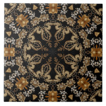 Carreau de céramique décoratif or