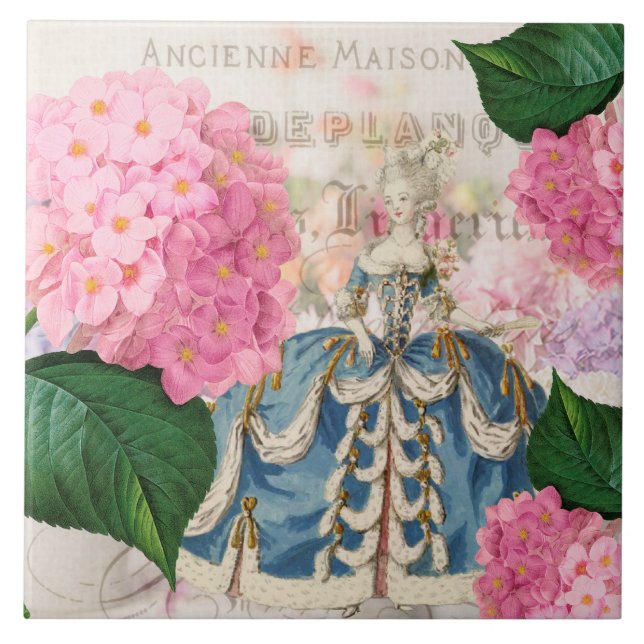 Carreau de céramique d'hortensia rose de Marie (Devant)