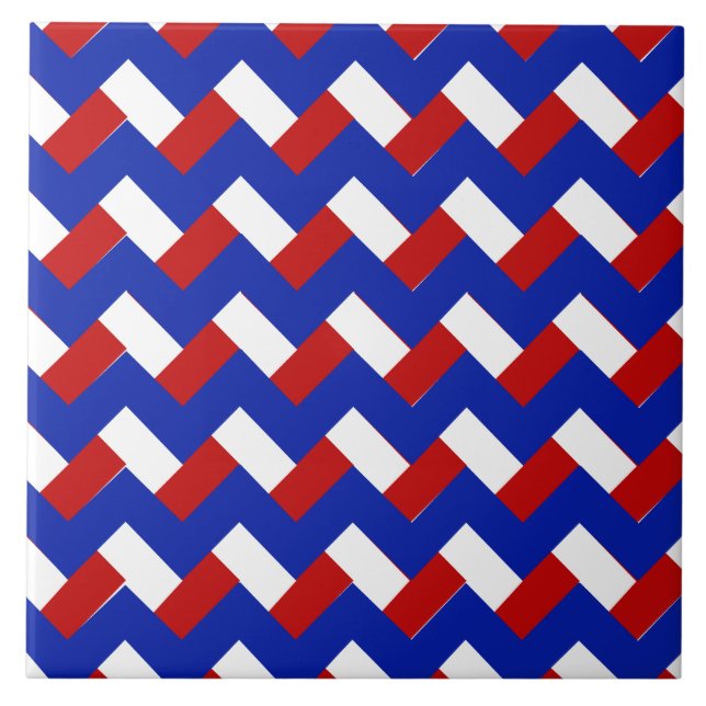 Carreau de céramique du motif V bleu blanc rouge (Devant)