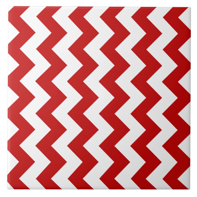 Carreau de céramique du motif XII blanc rouge (Devant)