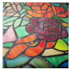 Carreau de céramique en verre coloré floral rose