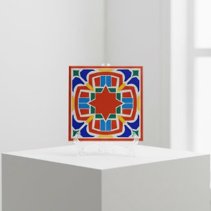 Carreau de céramique étoile marocaine gras rouge o