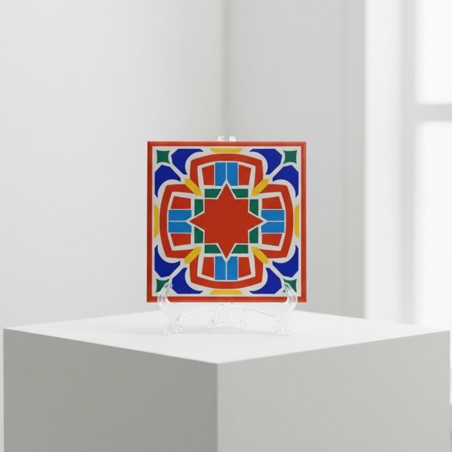 Carreau de céramique étoile marocaine gras rouge o (Créateur téléchargé)