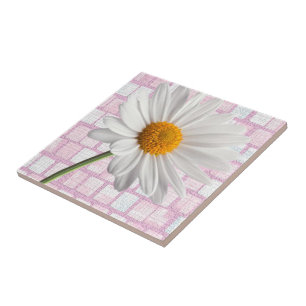 Carreau de céramique Fleur de marguerite blanche