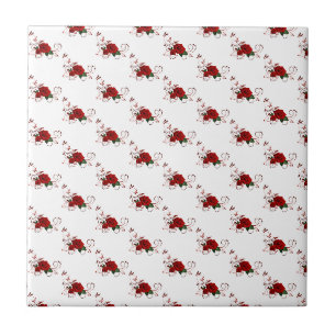 Carreau de céramique fleur rose rouge