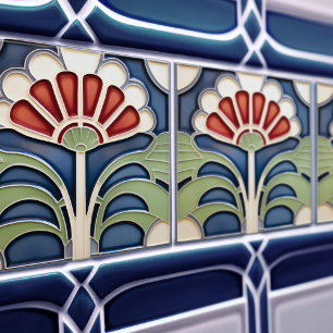 Carreau de céramique floral Art Nouveau Bloom