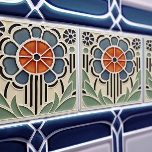 Carreau de céramique floral Art Nouveau Bloom