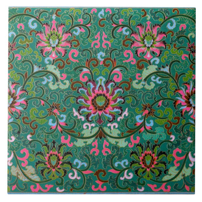 Carreau de céramique floral oriental antique (Devant)