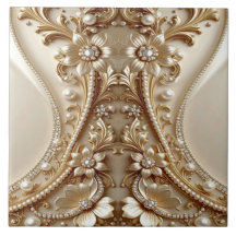 Carreau de céramique floral orné or élégant