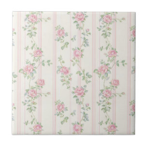 Carreau de céramique floral rose rose