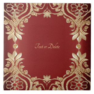 Carreau de céramique floral rouge or moderne