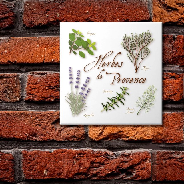 Carreau de céramique Herbes de Provence (Herbes de Provence Ceramic Tile. A popular blend of aromatic herbs from southwest France. )