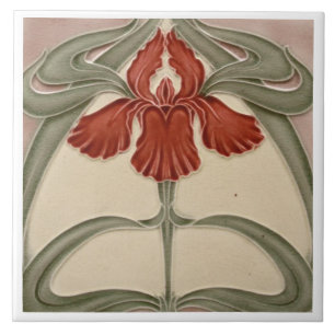 Carreau de céramique - Iris Art Nouveau Floral Ora