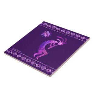 Carreau de céramique Kokopelli violet