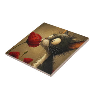 Carreau de céramique moderne classique Chat noir e