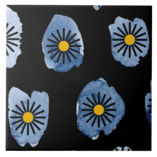 Carreau de céramique noir Daisy