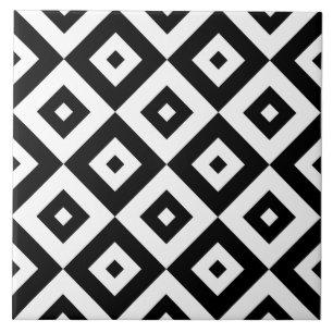 Carreau de céramique noir et blanc du motif   de