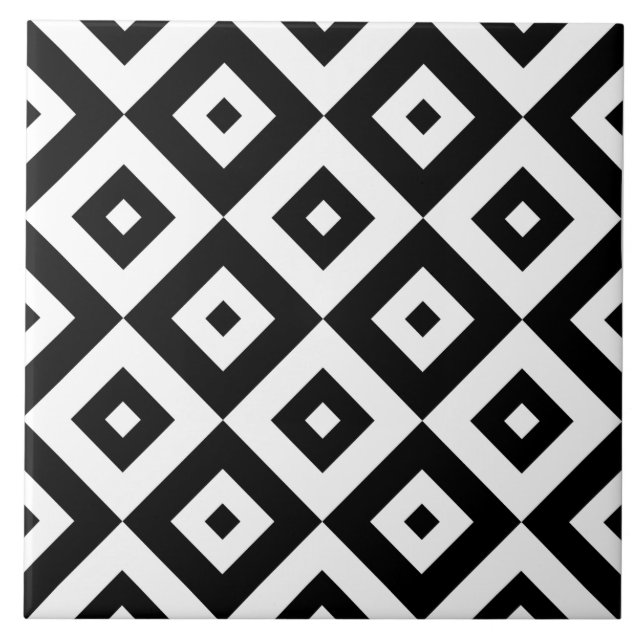 Carreau de céramique noir et blanc du motif | de (Devant)