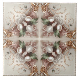 Carreau de céramique orné de perles