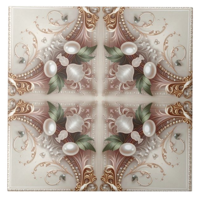 Carreau de céramique orné de perles (Devant)