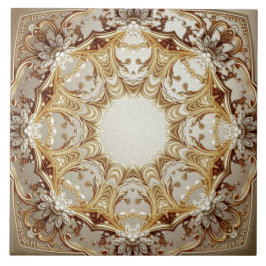Carreau de céramique orné doré