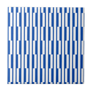 Carreau de céramique rayé bleu et blanc