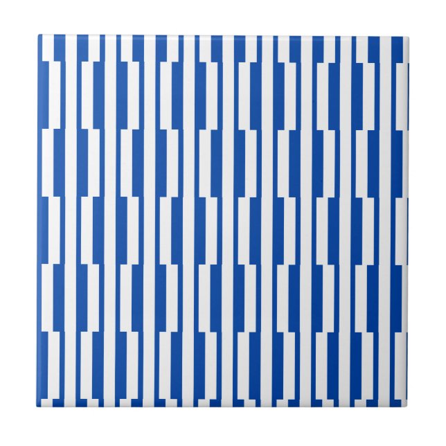 Carreau de céramique rayé bleu et blanc (Devant)