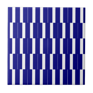 Carreau de céramique rayé bleu et blanc