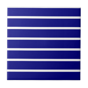 Carreau de céramique rayé bleu et blanc
