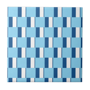 Carreau de céramique rayé bleu et blanc