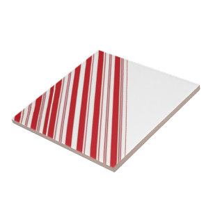 Carreau de céramique rayé rouge et blanc