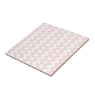 Carreau de céramique rose et blanc à rayures carré