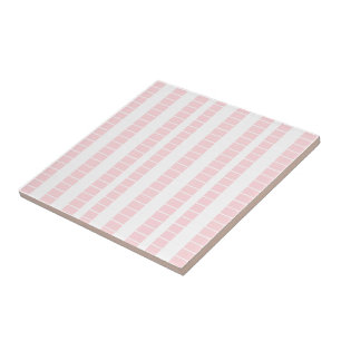 Carreau de céramique rose et blanc rayé