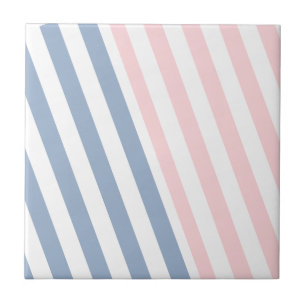 Carreau de céramique rose et bleu rayé