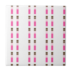 Carreau de céramique rose marron blanc rayé
