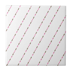 Carreau de céramique rose marron blanc rayé