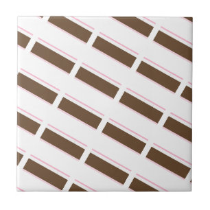 Carreau de céramique rose marron blanc rayé