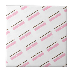 Carreau de céramique rose marron blanc rayé