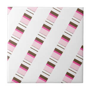 Carreau de céramique rose marron blanc rayé