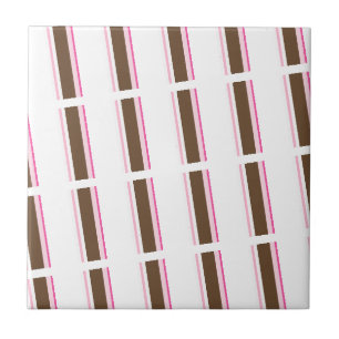 Carreau de céramique rose marron blanc rayé