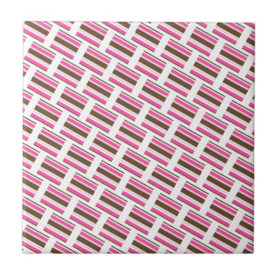 Carreau de céramique rose marron blanc rayure