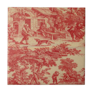Carreau de céramique rouge de CreamToile de pays