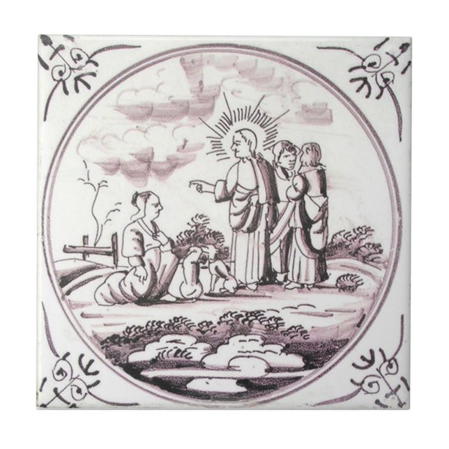 Carreau de céramique rouge de manganèse biblique (Devant)