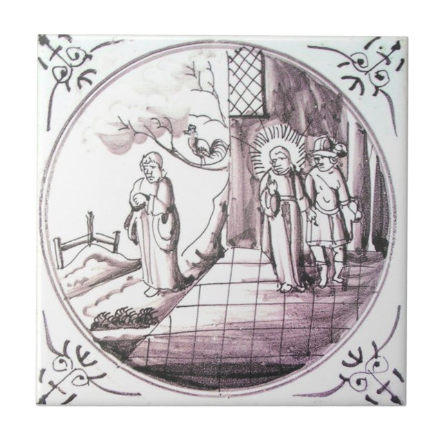 Carreau de céramique rouge de manganèse biblique (Devant)